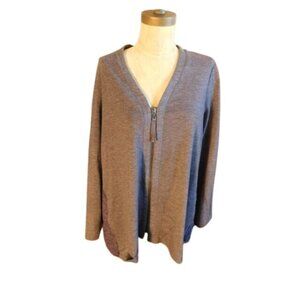 Logo by Lori Goldstein Size L Large Zip Front Knit Lace Trim Jacket Top